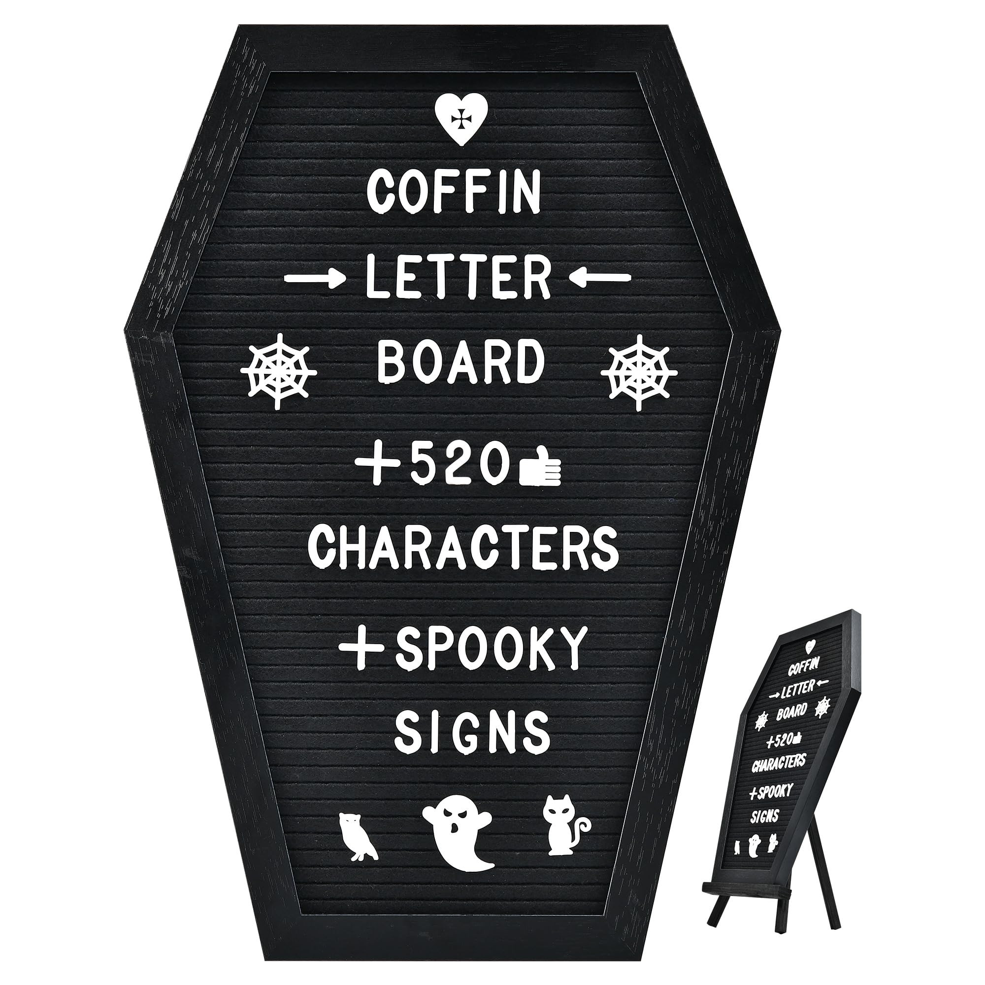 Coffin Letter Board - 520 Characters Spooky Halloween Characters with Wooden Stand and Canvas Bag... | Amazon (US)