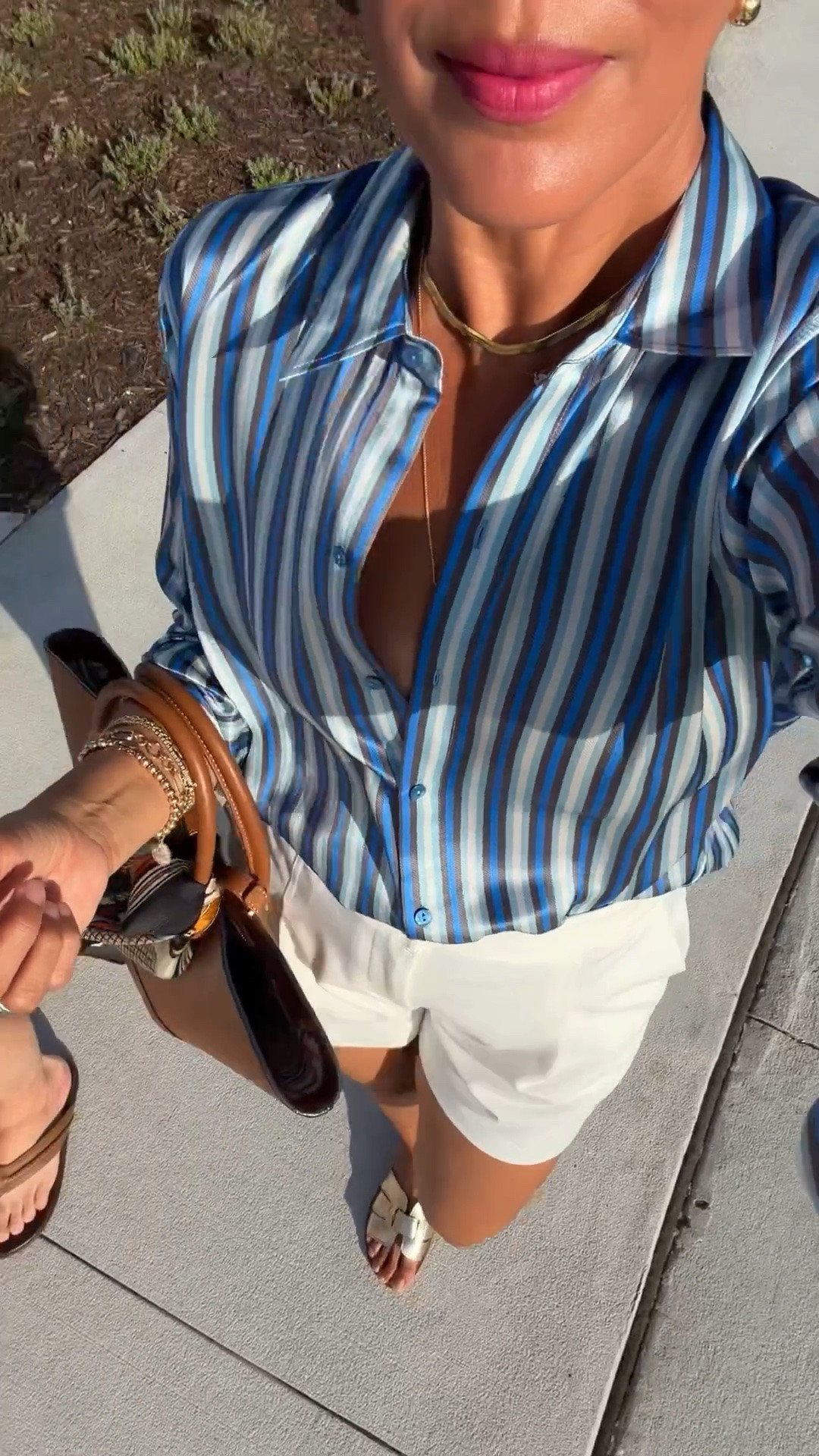 Summer chic💙 size M in button down. I sized up in shorts to a 6. 
@lagence #lagencepartner

#LTKootd #LTKU #LTKSeasonal