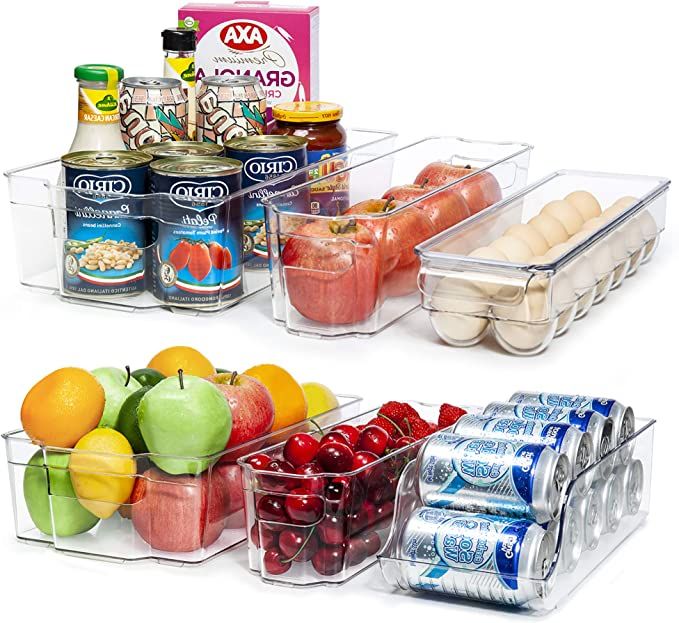 Vtopmart Refrigerator Organizer Bins, 6pcs Clear Plastic Fridge Organizer, BPA Free Refridge bins... | Amazon (US)