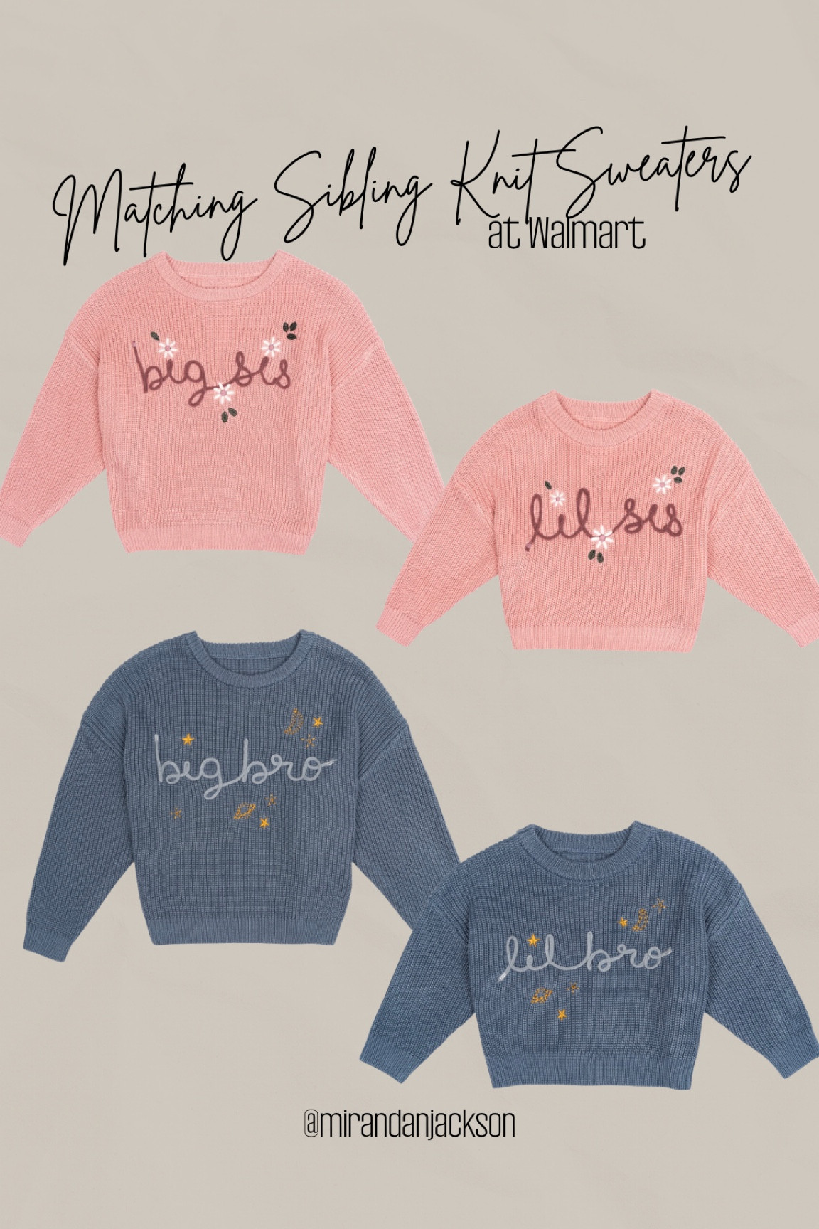 Matching sibling knit sweaters at Walmart for only $16 🥹 

Trendy floral big sister little sister big brother little brother knit 

#LTKBaby #LTKKids #LTKSeasonal