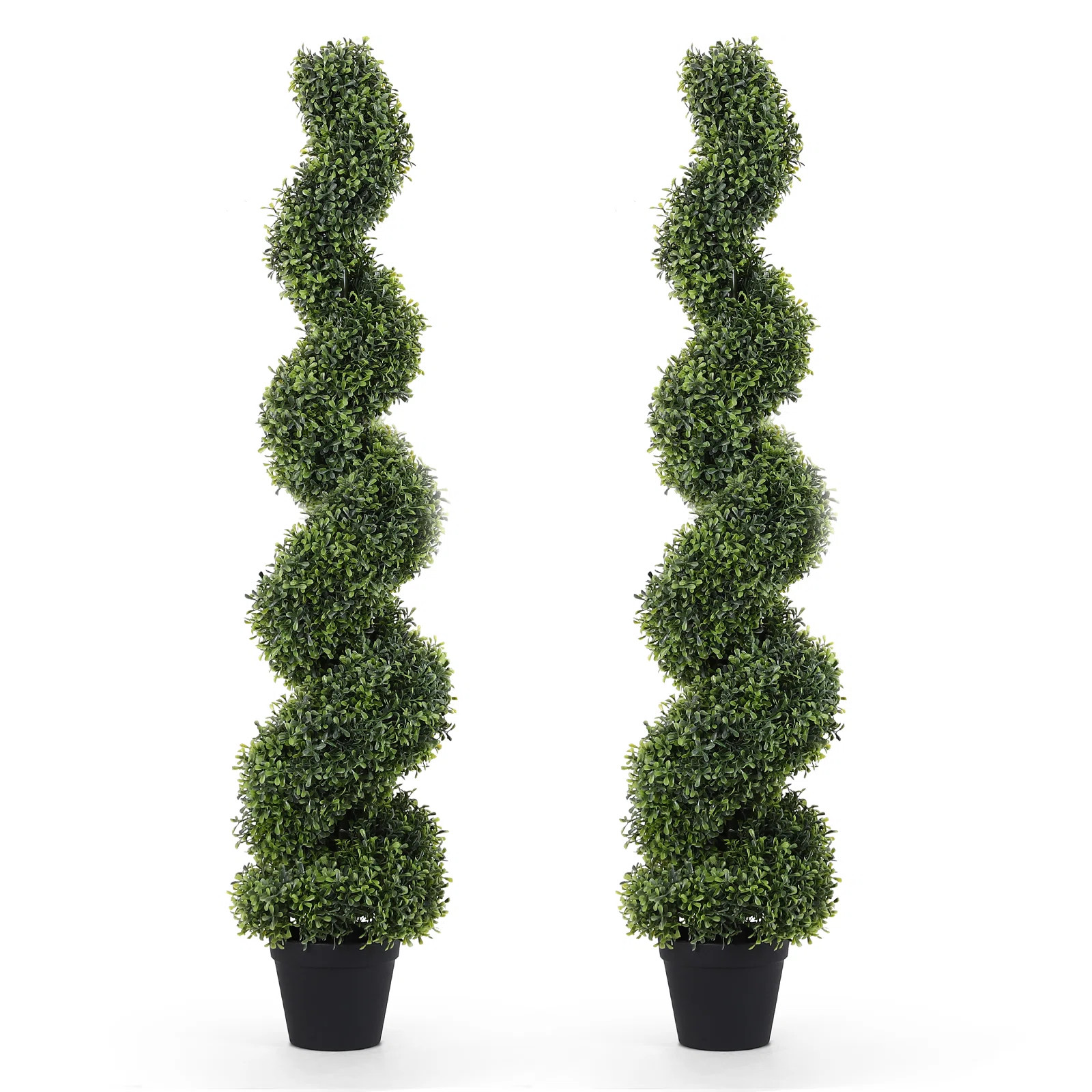 Artificial Potted Spiral Green Boxwood Topiary (Set of 2) | Wayfair North America
