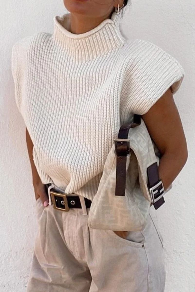 'Katlyn' Turtleneck Sleeveless Knit Vest (4 Colors) | Goodnight Macaroon