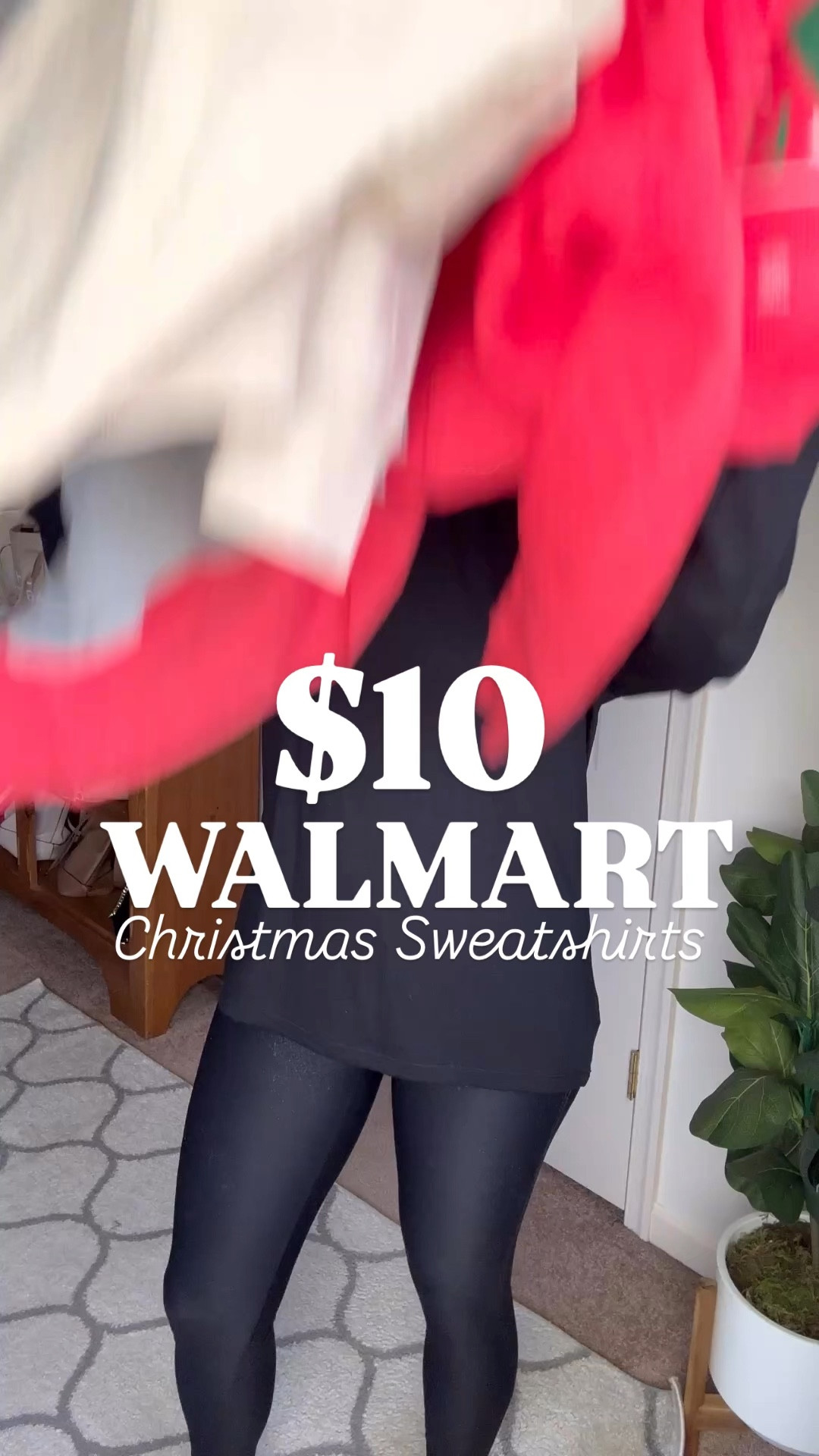 Walmart Christmas sweatshirts! I sized up 2 sizes to a large for this fit. Size small in leggings. Shoes fit tts.

#LTKCyberWeek #LTKHoliday #LTKFindsUnder100