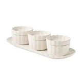 Pioneer Woman Cream Colette Tray with 3 Bowls with lids | Walmart (US)