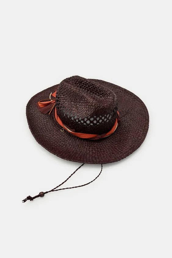 100% RAFFIA BOW HAT | Zara US