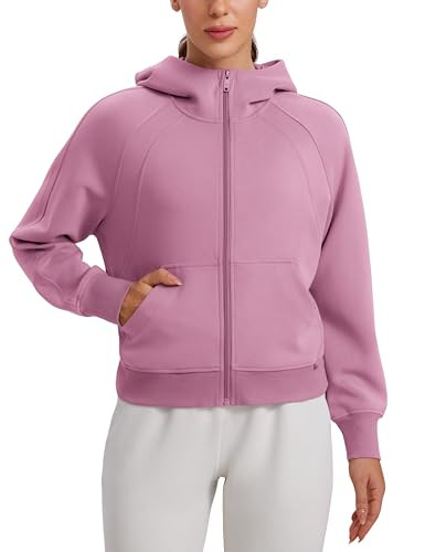 CRZ YOGA Womens SoftAura Full Zip Up Hoodie Workout Casual Hooded Sweatshirt Long Sleeve Athletic... | Amazon (US)