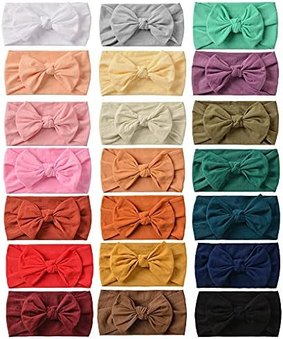 21PCS Baby Nylon Headbands Hairbands Hair Bow Elastics for Baby Girls Newborn Infant Toddlers Kid... | Amazon (US)