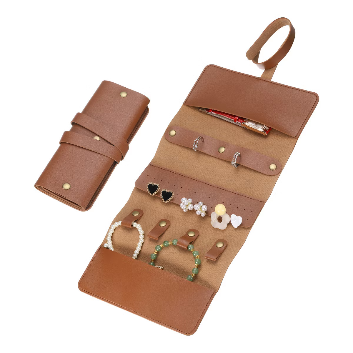 Unique Bargains PU Leather Portable Travel Jewelry Organizer Roll Bag 1 Pc | Target