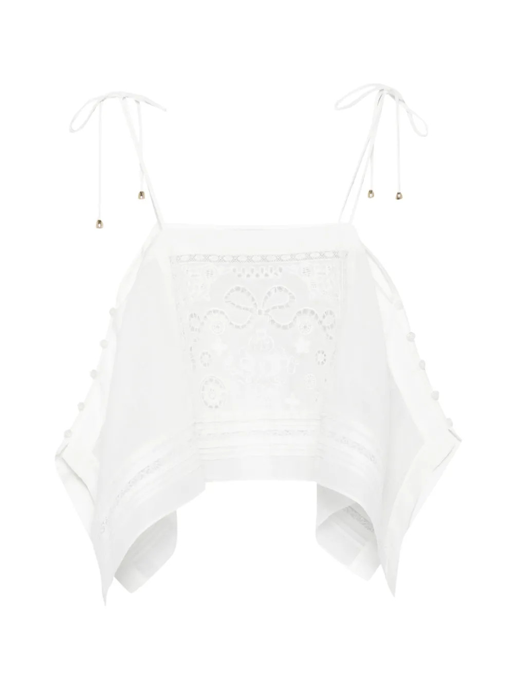 Self-Portrait Lace tie-strap Top | White | FARFETCH ES | Farfetch Global