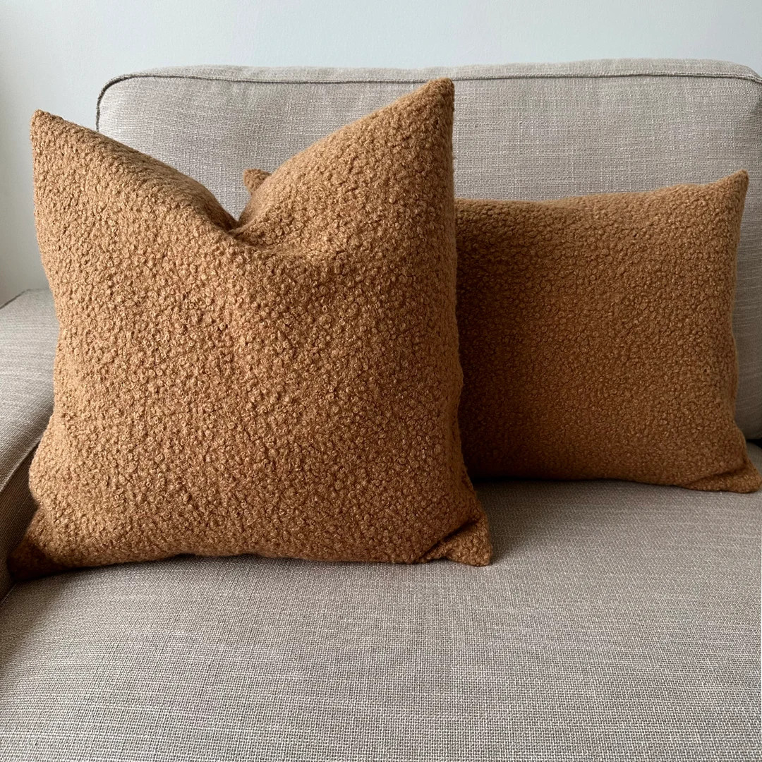 Boucle Camel Comfy Accent Pillow Cover Extra Soft Pillow - Etsy Canada | Etsy (CAD)