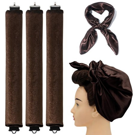 Overnight Blowout Rods Jumbo Velvet Heatless Hair Curler Heatless Curls No Heat Curlers to Sleep in Large Rods Hair Rollers Blowout No Heat Overnight Sleeping Curls Styling Tools - Brown C32 | Walmart (US)
