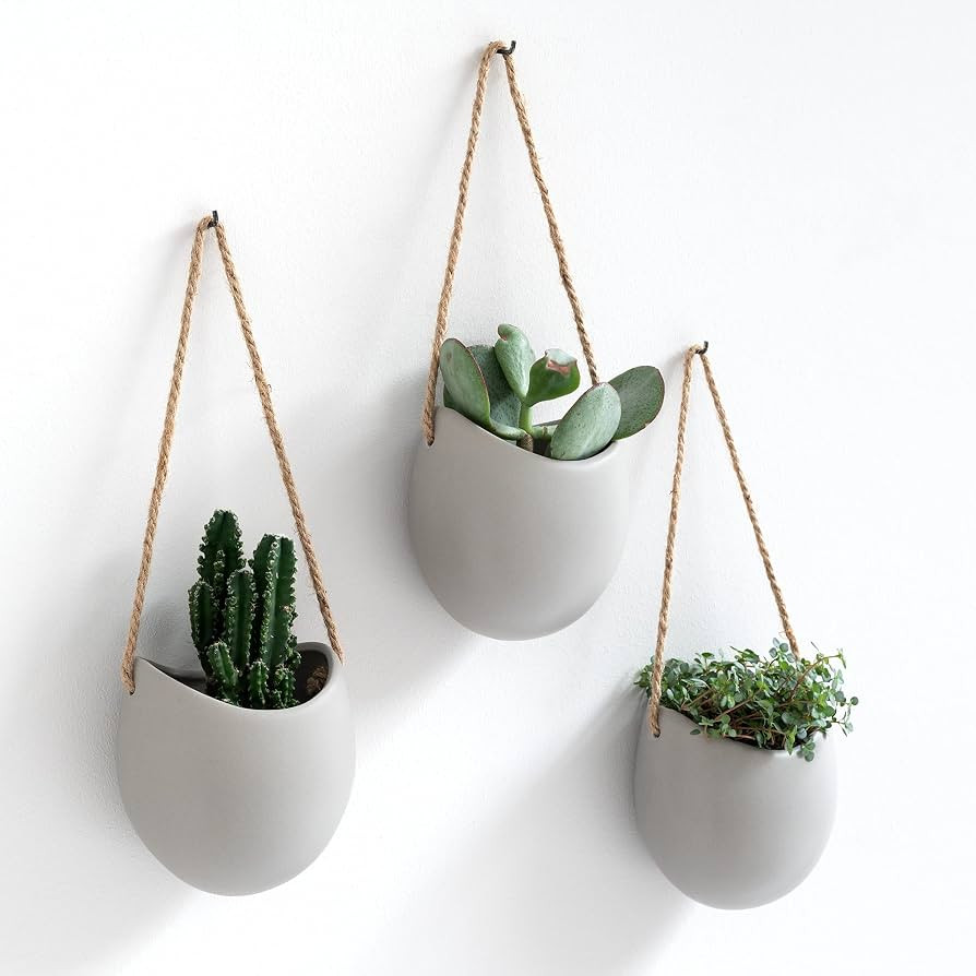 Wall Planters -Ellie- | Hanging Ceramic Plant Pots 3 Pieces | Wall Decoration for Indoors, Balcon... | Amazon (US)
