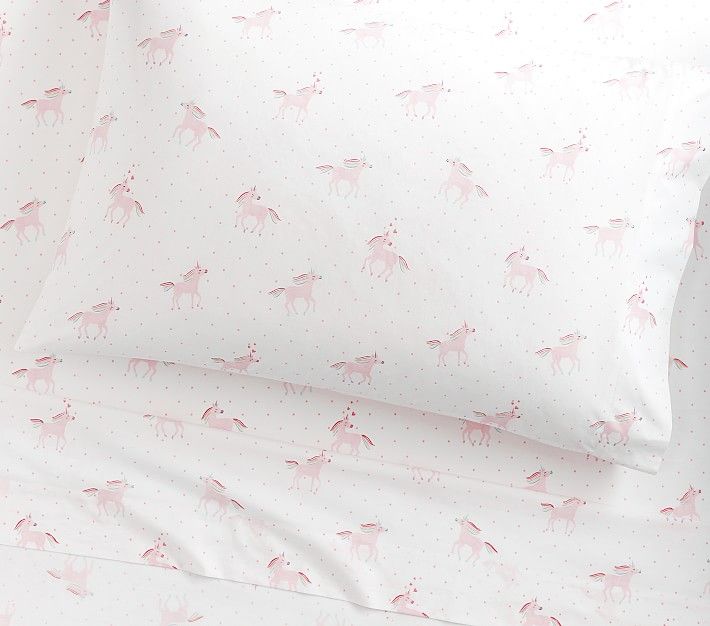 Unicorn Rainbow Organic Sheet Set & Pillowcases | Pottery Barn Kids