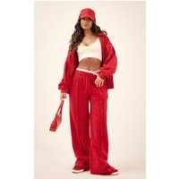 Red Oversized Wide Leg Seam Detail Sweatpants | PrettyLittleThing US