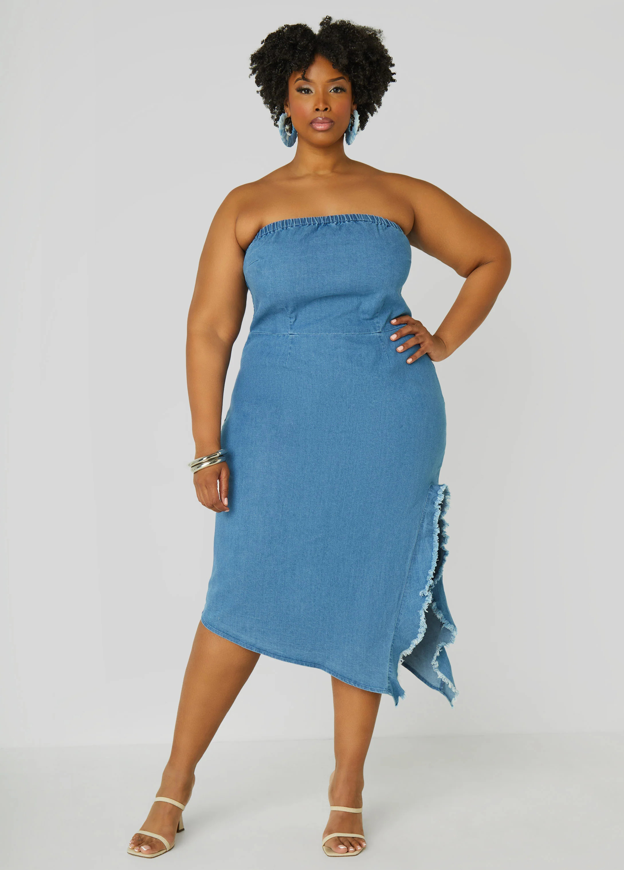Strapless Denim Bodycon Dress | Ashley Stewart