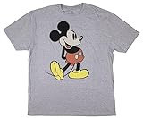 Disney Men's Giant Mickey Mouse Gray Graphic T Shirt, Charcoal Snow Heather, Large US | Amazon (US)