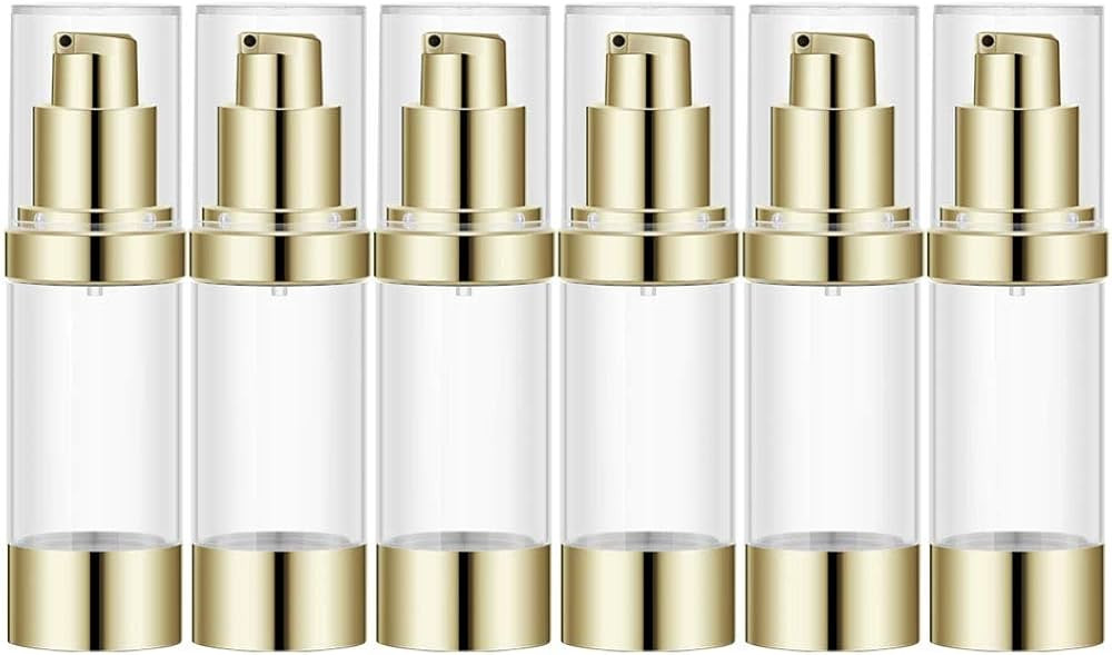 Lil Ray 1 Oz Refillable Airless Pump Bottle, Empty Travel Lotion Container, Plastic Cosmetic Disp... | Amazon (US)