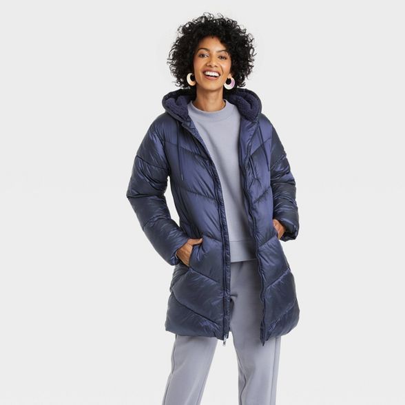 Women's Mid Length Shine Puffer Jacket - A New Day™ | Target