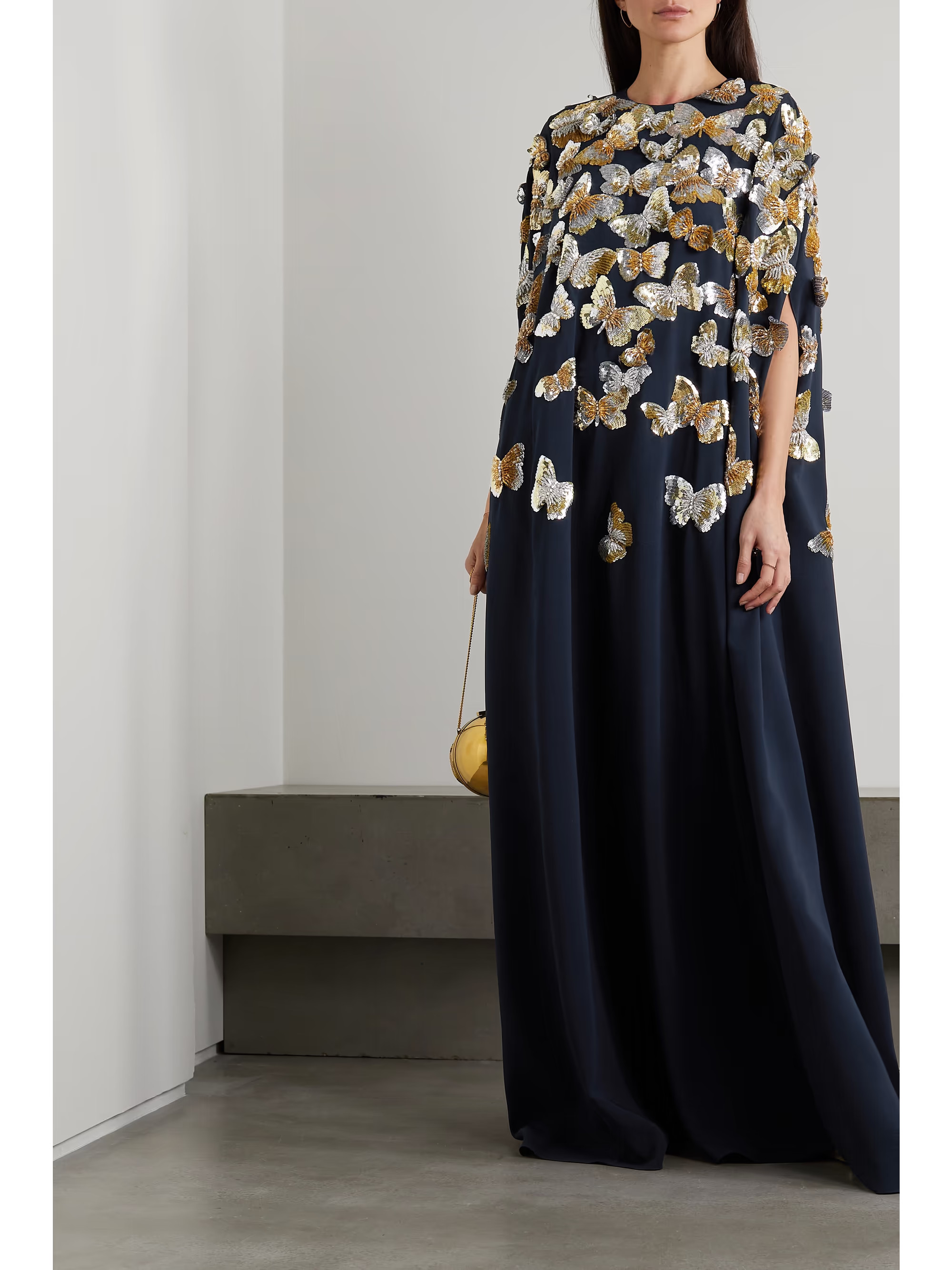 Appliquéd cape-effect silk-georgette kaftan | NET-A-PORTER (US)