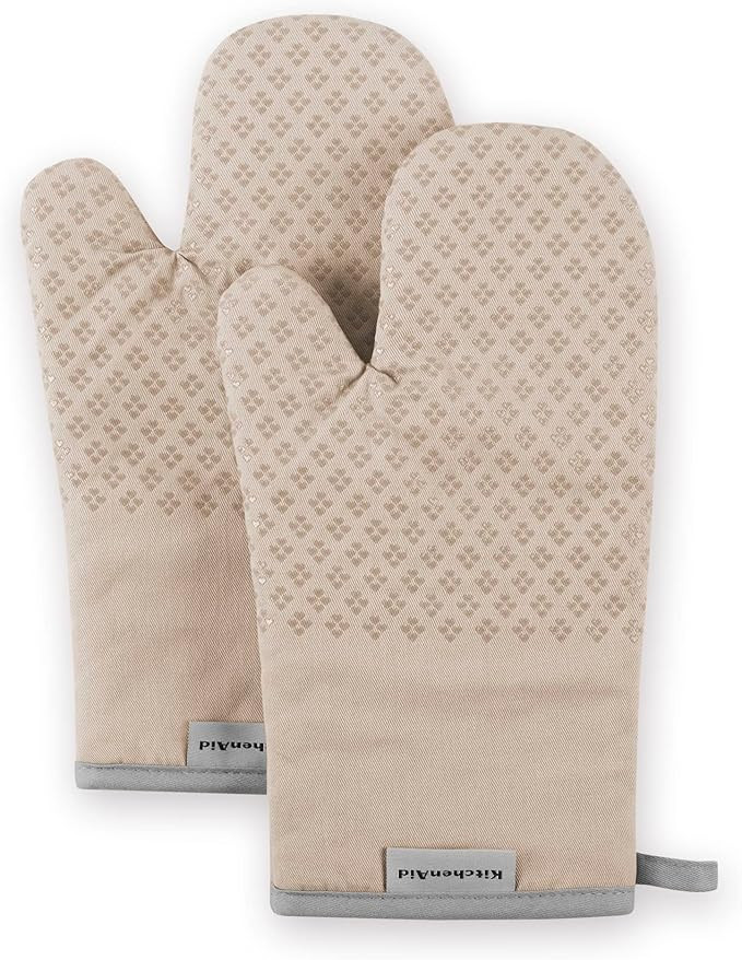 KitchenAid Asteroid Oven Mitt Set, 7"x12.5", Milkshake Tan, 2 Piece | Amazon (US)