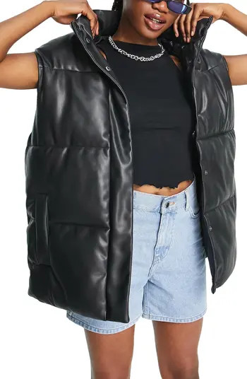 ASOS DESIGN Oversize Faux Leather Vest | Nordstrom | Nordstrom