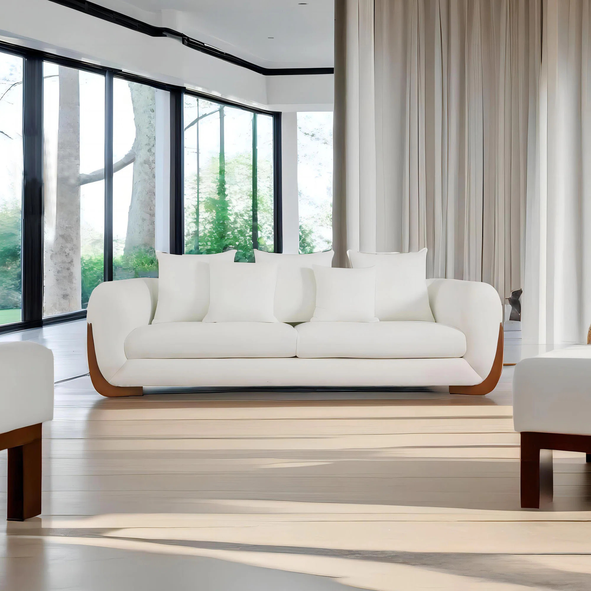 Ebern Designs White Couch Living Room Sectional Sofa & Reviews | Wayfair | Wayfair North America