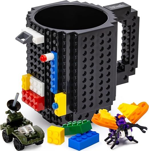 TOYAMBA Build on Brick Mug BPA-Free Funny Mug with 3 Packs of Building Bricks, Funny Cups for Kid... | Amazon (US)