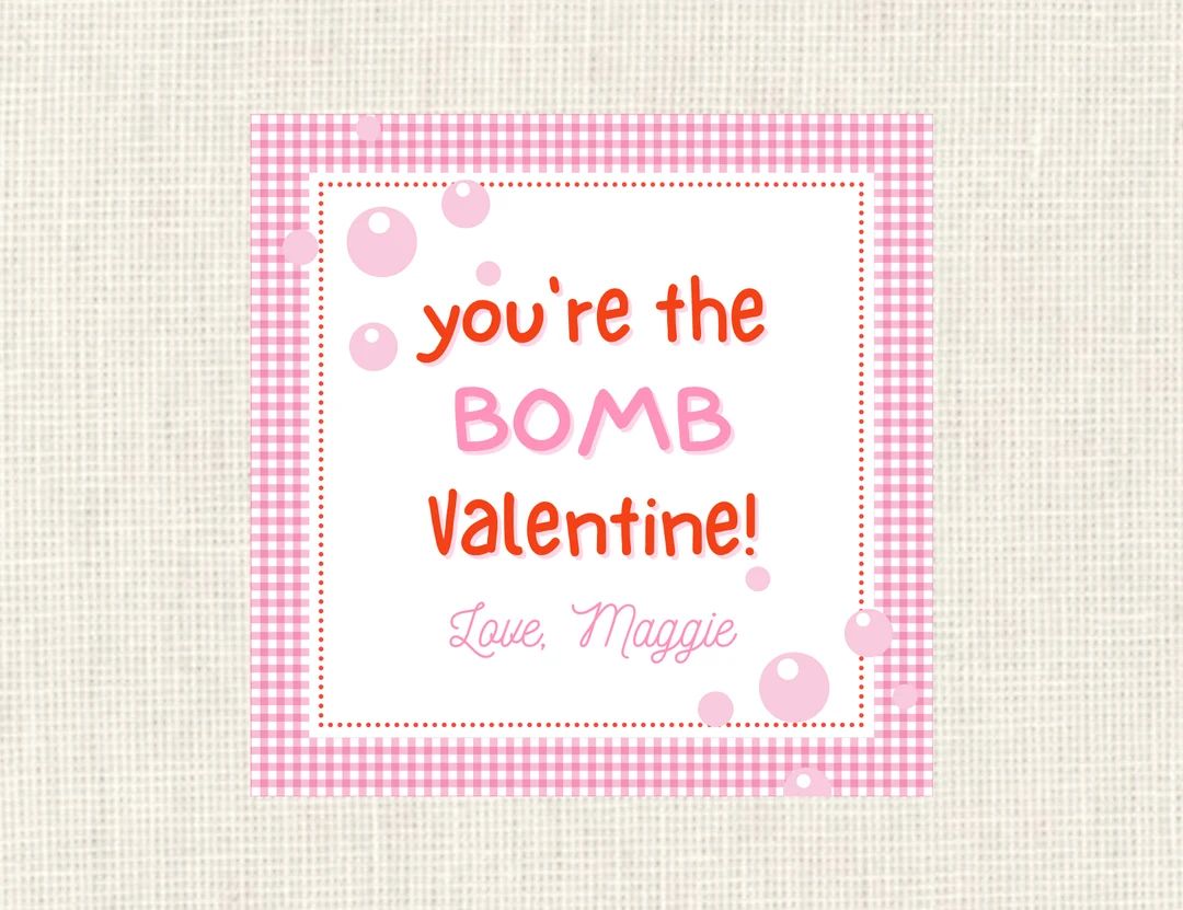 Valentine Class Tags or Stickers, Bath Bomb Valentine, Watercolor, Printed / Set of 25 | Etsy (US)