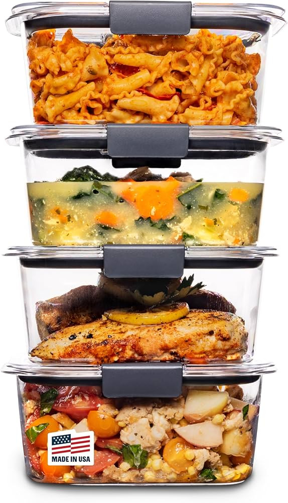 Rubbermaid Brilliance BPA Free Airtight Food Storage Containers with Lids, Set of 4 (4.7 Cup) Ide... | Amazon (US)