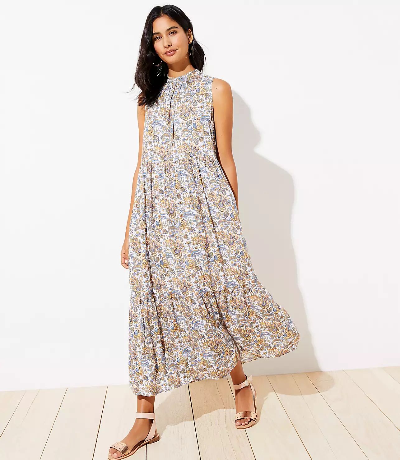 LOFT Beach Floral Tiered Midi Dress | LOFT | LOFT