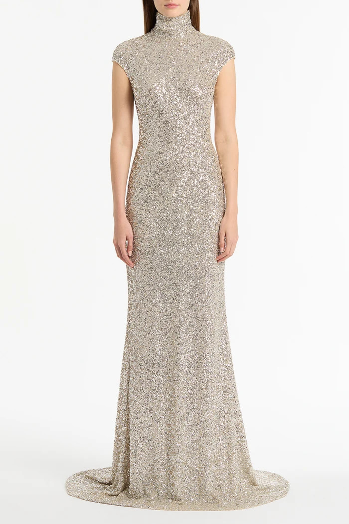 IVORY CRUSHED SEQUIN POLO GOWN | Carla Zampatti
