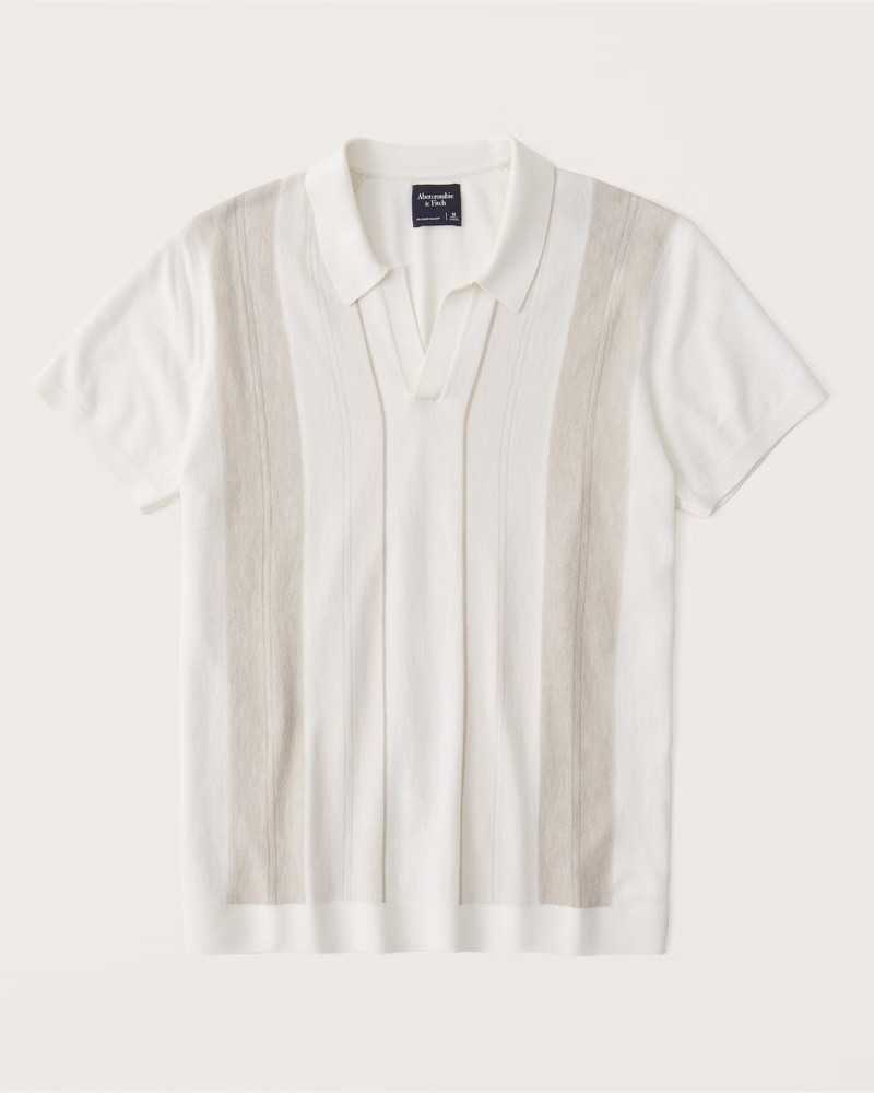 Cotton-Silk Johnny Collar Knit Polo | Abercrombie & Fitch (US)