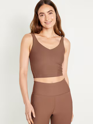 Light Support PowerSoft Ribbed Longline Sports Bra | Old Navy (US)