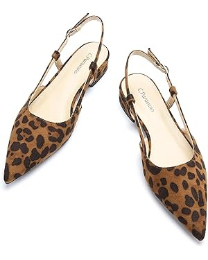 C.Paravano Women's Slingback Flats Pointed Toe Slingback Flats for Women Slingback Sandals Adjust... | Amazon (US)