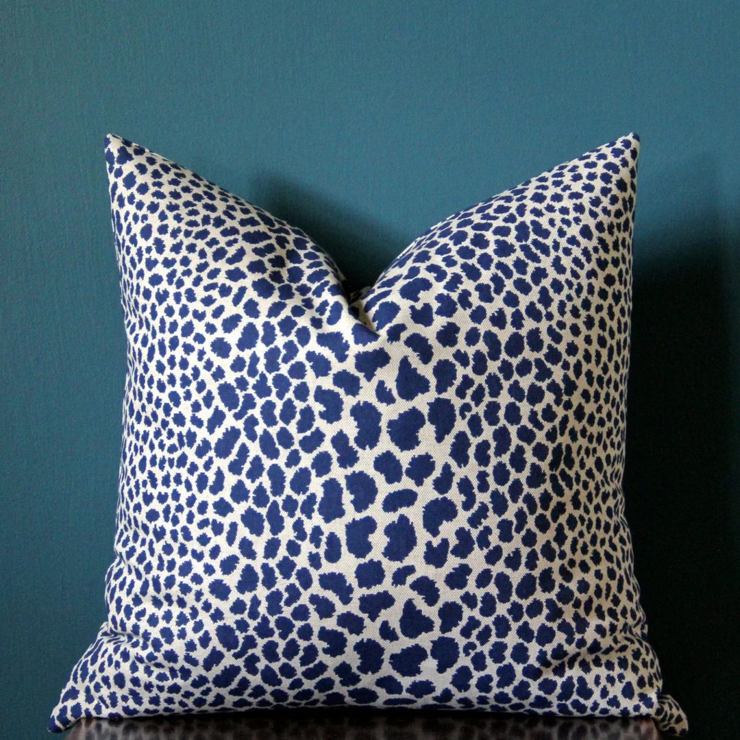 Navy Cheetah Pillow Cover - Navy Tan Pillow Cover - Leopard Print Pillow - Animal Print Pillow - ... | Etsy (US)
