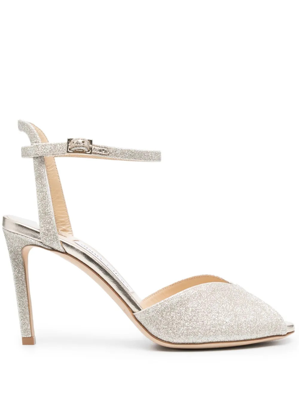 Jimmy Choo Sacora 85mm Glitter Sandals - Farfetch | Farfetch Global