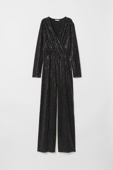 H & M - Glittery Jumpsuit - Black | H&M (US + CA)