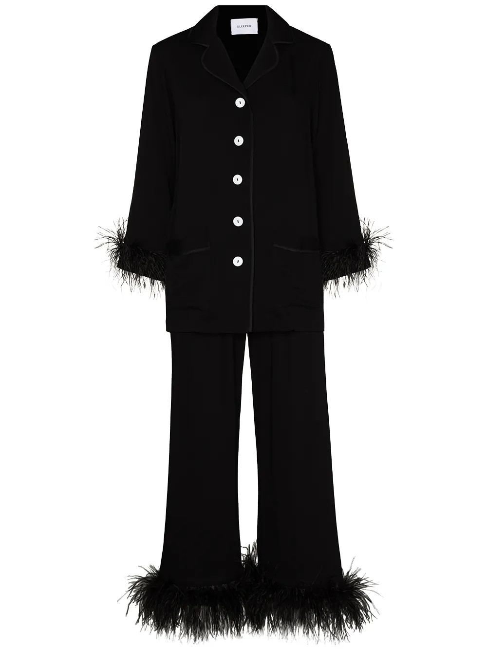 Sleeper Feather Detail Pajama Set - Farfetch | Farfetch Global