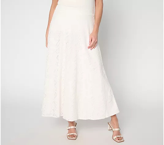 BEAUTIFUL by Lawrence Zarian Regular Lace Pull On Skirt - QVC.com | QVC