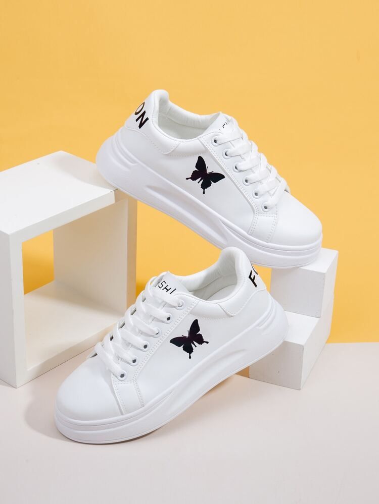 Butterfly Print Lace-up Front Skate Shoes | SHEIN