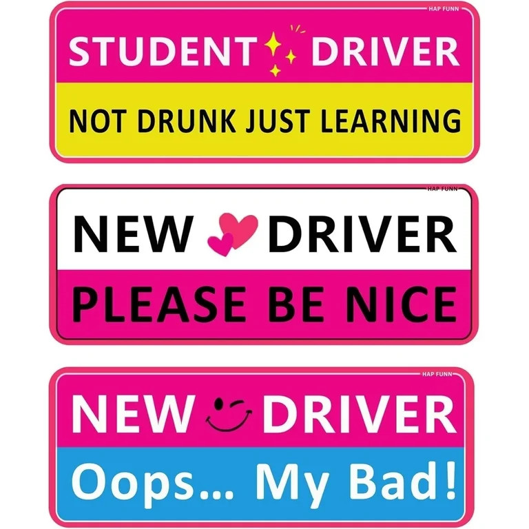 chasenew Driver Magnet for Car, 3pcs Funny New Driver Magnet Sticker for Car, Cute Pink Reflectiv... | Walmart (US)