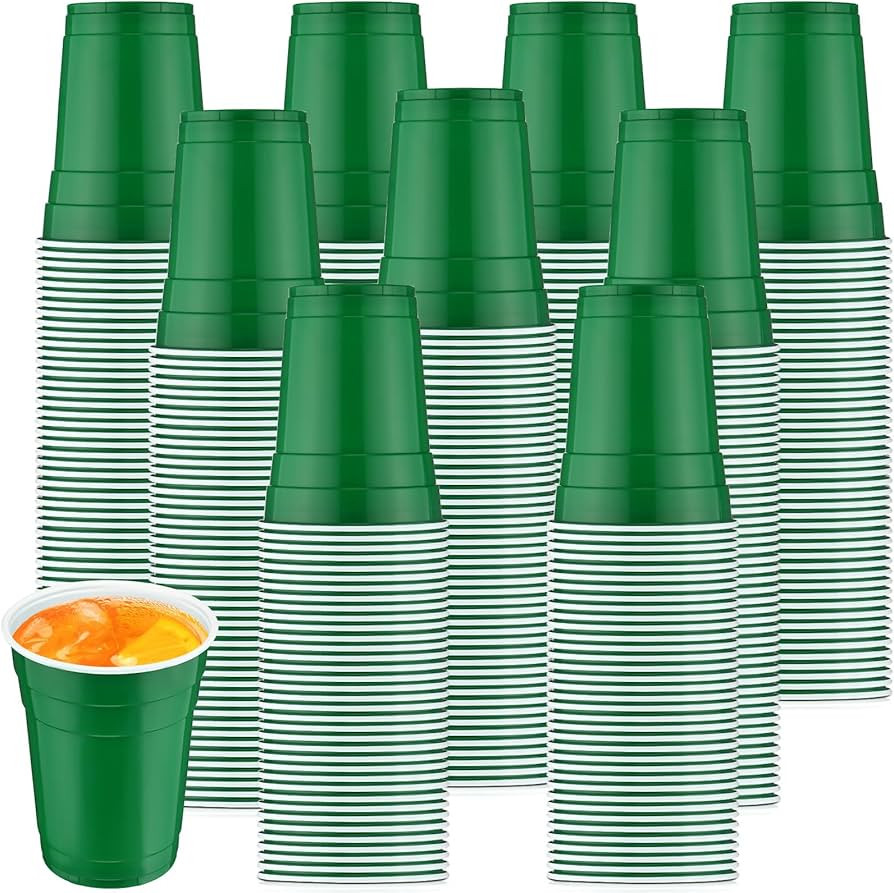 Bokon 200 Count St. Patrick's Day Green Cups 16 Ounce Disposable Plastic Party Drinking Cups Beve... | Amazon (US)