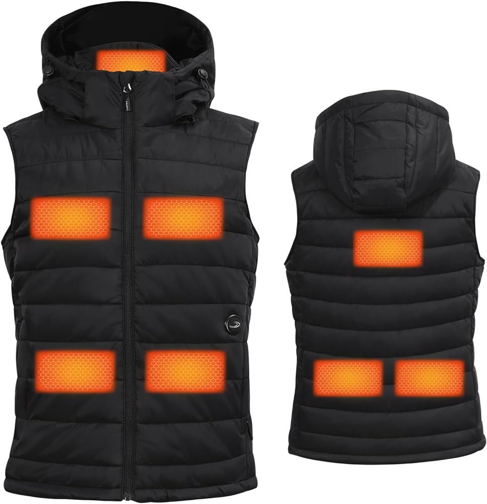 uupalee Women's Heated Vest with Detachable Hood Lightweight Thermal Jacket (Battery Included) | Amazon (US)