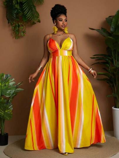 Plus Size All-Over Print Casual Vacation Cami Dress | SHEIN