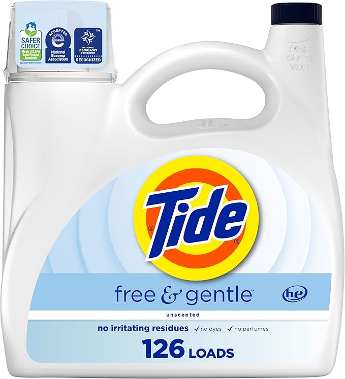 Tide Free & Gentle Liquid Laundry Detergent, 126 Loads, 166 fl oz, Tide Laundry Detergent, Clean ... | Amazon (US)