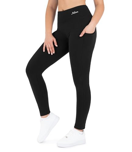 Nirlon Women's Leggings with Pockets High Waisted Workout Yoga Pants (XL, Black) | Amazon (US)