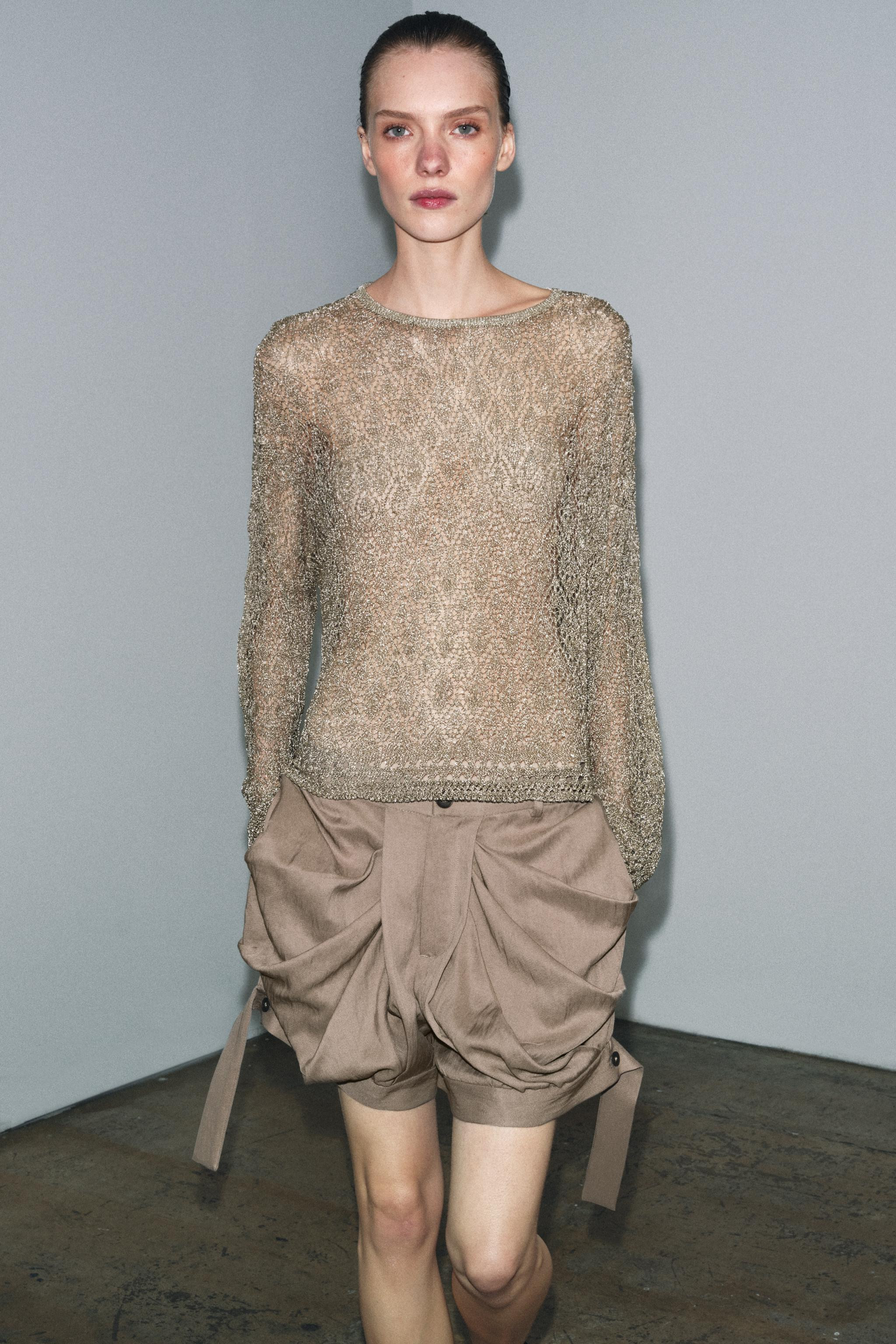 METALLIC THREAD POINTELLE KNIT JUMPER | Zara UK