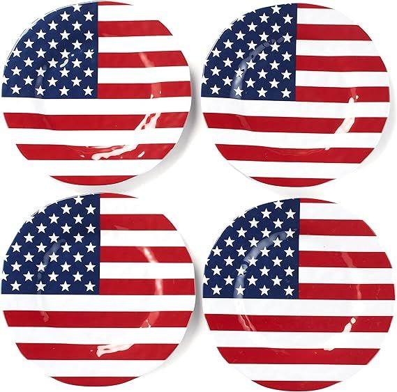 Melamine Plate Set - Round American Non-Breakable Eatery, Outdoor Dining - Set of 4 | Amazon (US)