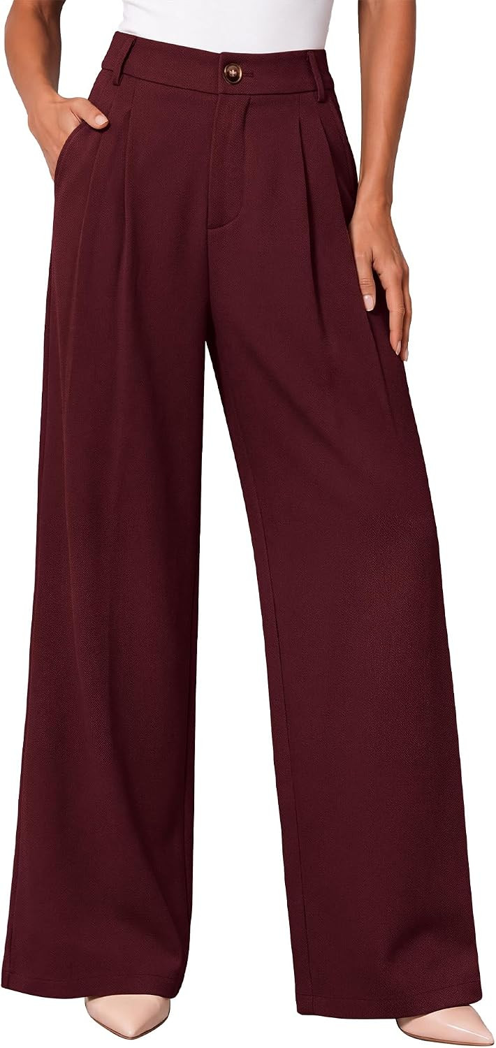 KIRUNDO Dress Pants Women 2026 Fall High Waisted Wide Leg Tailored Trousers | Amazon (US)