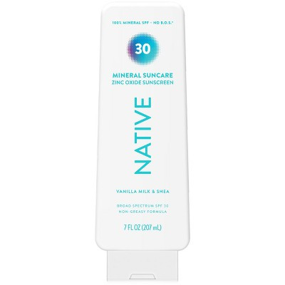 Native Mineral Sunscreen with Zinc Oxide - Vanilla Milk & Shea - SPF 30 - 7oz | Target
